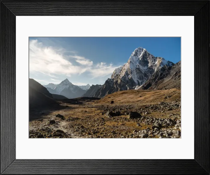 Framed Print : Trekking trail from Dzongla village to Chola pass, Everest region Framed Print : Trekking trail from Dzongla village to Chola pass, Everest region