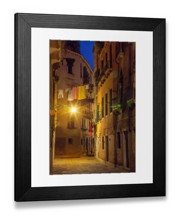 Framed Print : Drying clothes in Venice in the night Framed Print : Drying clothes in Venice in the night