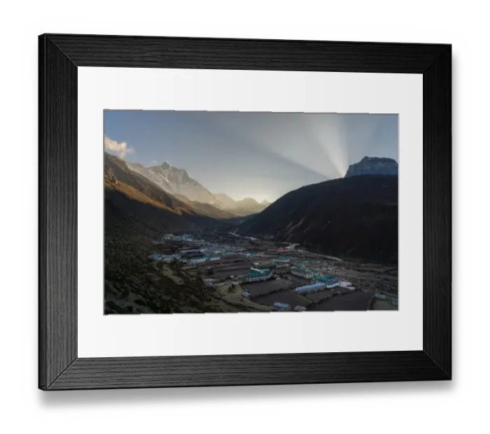 Framed Print : Dinboche village in the morning sunrise, Everest region Framed Print : Dinboche village in the morning sunrise, Everest region
