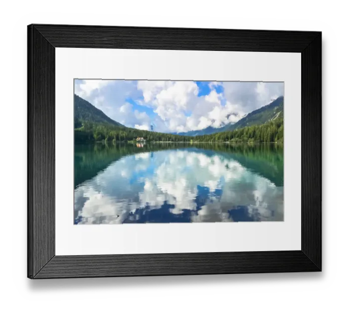 Framed Print : Stunning reflection in Anterselva lake, South Tyrol, Italy Framed Print : Stunning reflection in Anterselva lake, South Tyrol, Italy