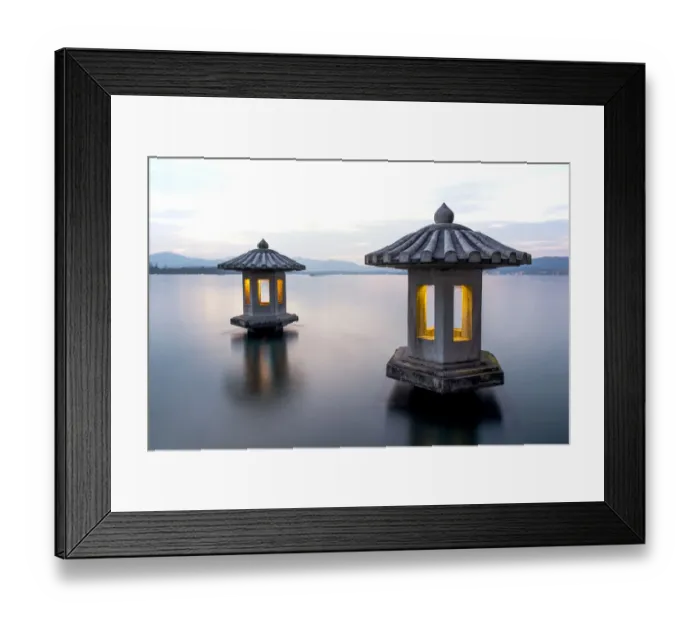 Framed Print : A pair of stone lanterns on the West Lake, Hangzhou Framed Print : A pair of stone lanterns on the West Lake, Hangzhou