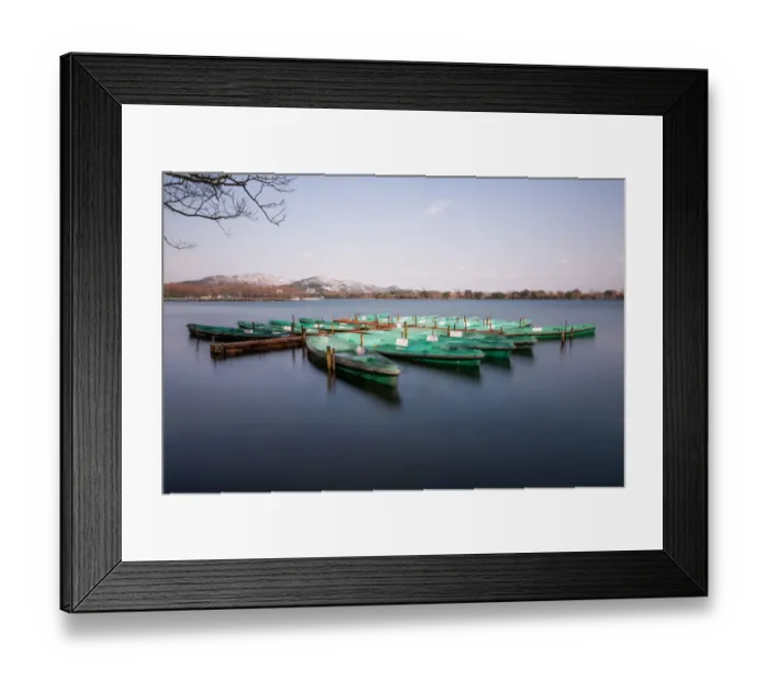 Framed Print : Ships docked on the West Lake, Hangzhou, Zhejiang, China