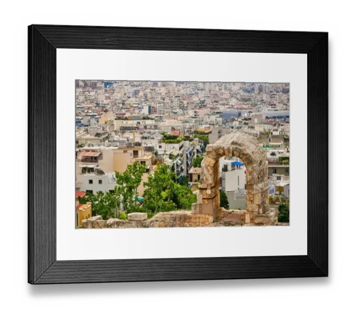 Framed Print : Athens through theatre of Dionysus window, Greece Framed Print : Athens through theatre of Dionysus window, Greece