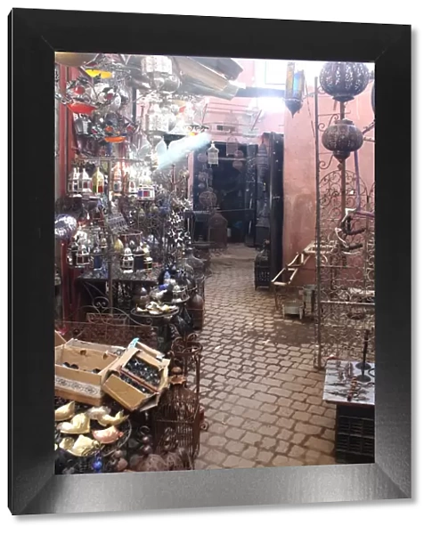 Street in the souk of blacksmiths in Marrakech