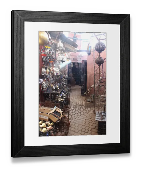 Framed Print : Street in the souk of blacksmiths in Marrakech