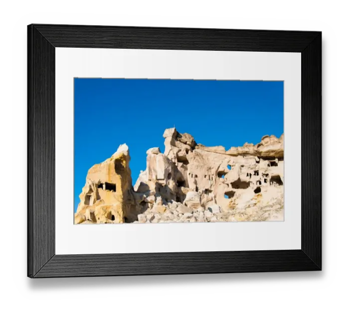 Framed Print : Volcanic rock caved homes in Goreme