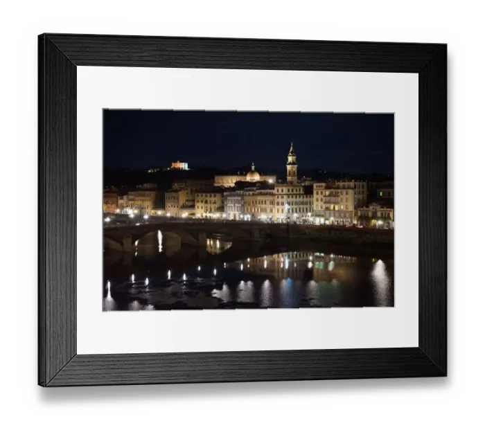 Framed Print : Florence by night along the riverside of the Arno, Firenze, Italy Framed Print : Florence by night along the riverside of the Arno, Firenze, Italy