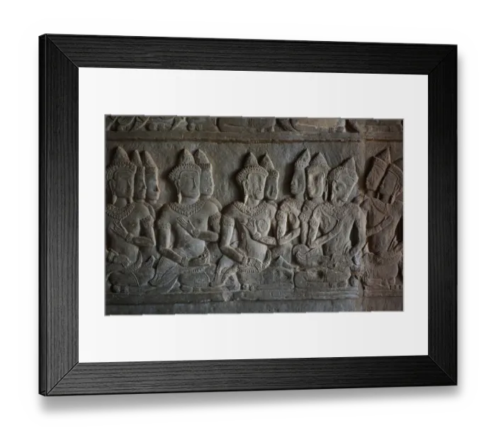 Framed Print : Bas-Relief carvings at Angkor Wat, Siem Reap, Cambodia