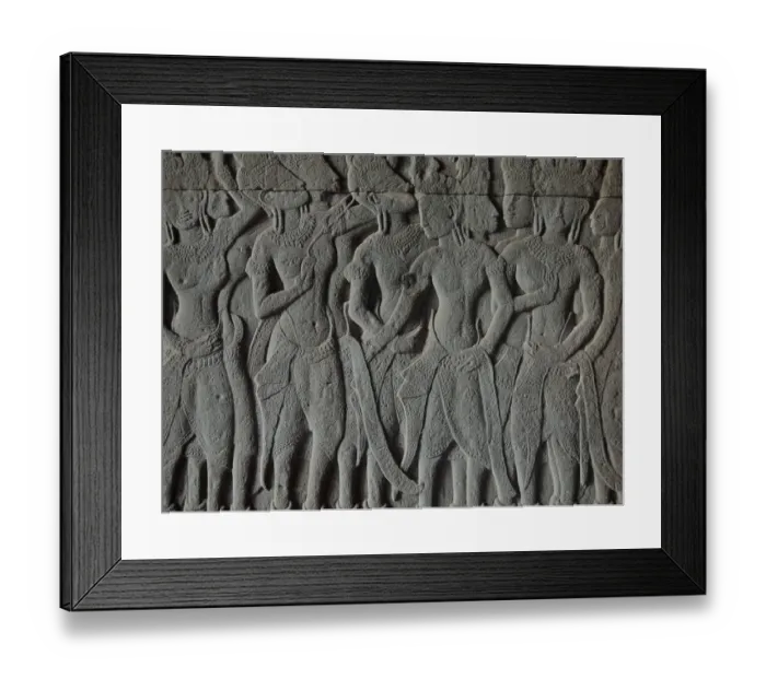 Framed Print : Angkor Wat stone carvings depicting apsara dancers, Siem Reap, Cambodia