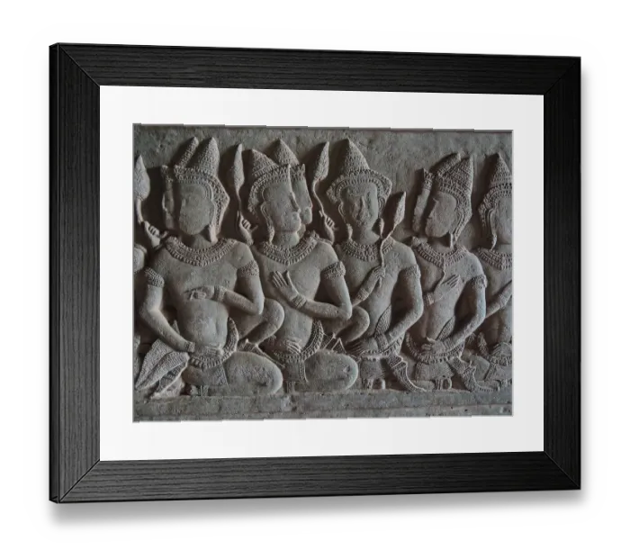 Framed Print : Bas-Relief carvings at Angkor Wat, Siem Reap, Cambodia
