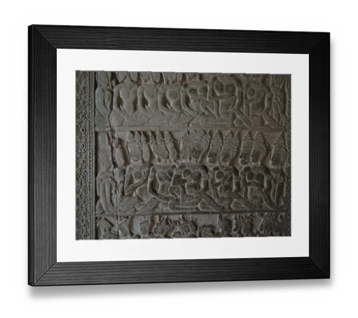 Framed Print : Angkor Wat stone carvings depicting apsara dancers, Siem Reap, Cambodia