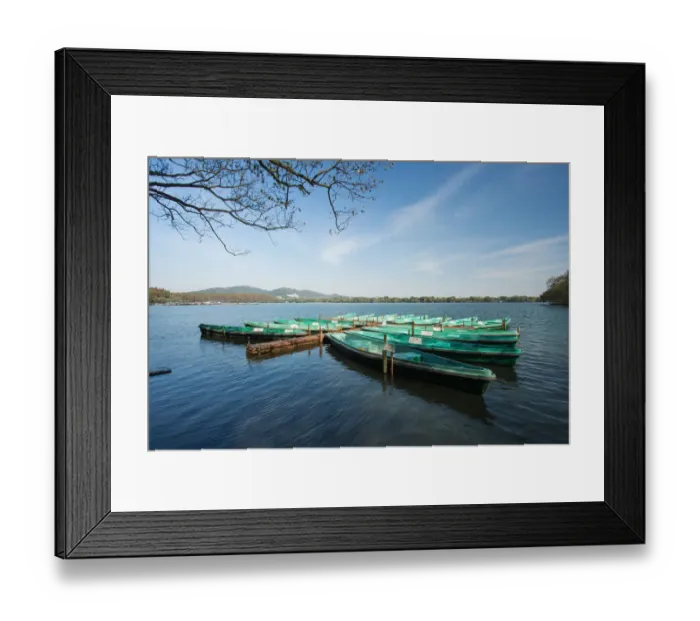Framed Print : Boats docked on the West Lake, Hangzhou Framed Print : Boats docked on the West Lake, Hangzhou