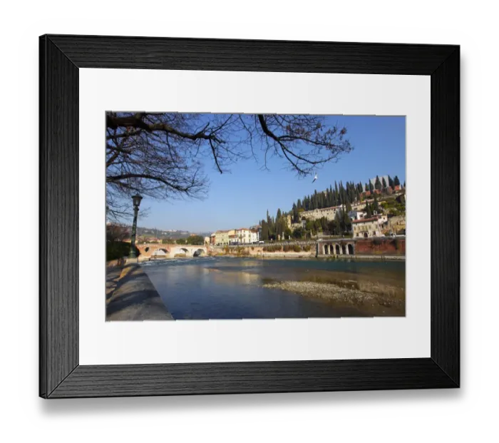 Framed Print : Verona view of the roman Ponte Pietra bridge and Adige River Framed Print : Verona view of the roman Ponte Pietra bridge and Adige River