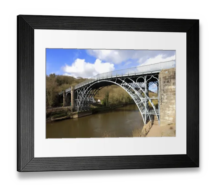 Framed Print : cast iron bridge, river Severn, Ironbridge town Framed Print : cast iron bridge, river Severn, Ironbridge town
