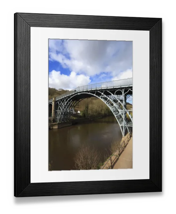 Framed Print : cast iron bridge, river Severn, Ironbridge town Framed Print : cast iron bridge, river Severn, Ironbridge town
