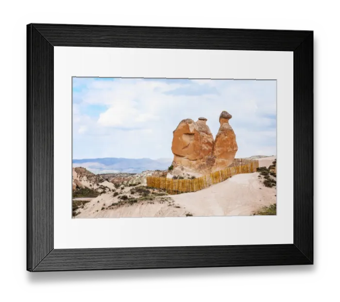 Framed Print : Camel, tufa rock formations some shaped like people and animals, Turkey, Cappadocia Framed Print : Camel, tufa rock formations some shaped like people and animals, Turkey, Cappadocia