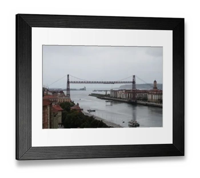 Framed Print : Distant view on the Vizcaya Bridge, Portugalete, Spain Framed Print : Distant view on the Vizcaya Bridge, Portugalete, Spain