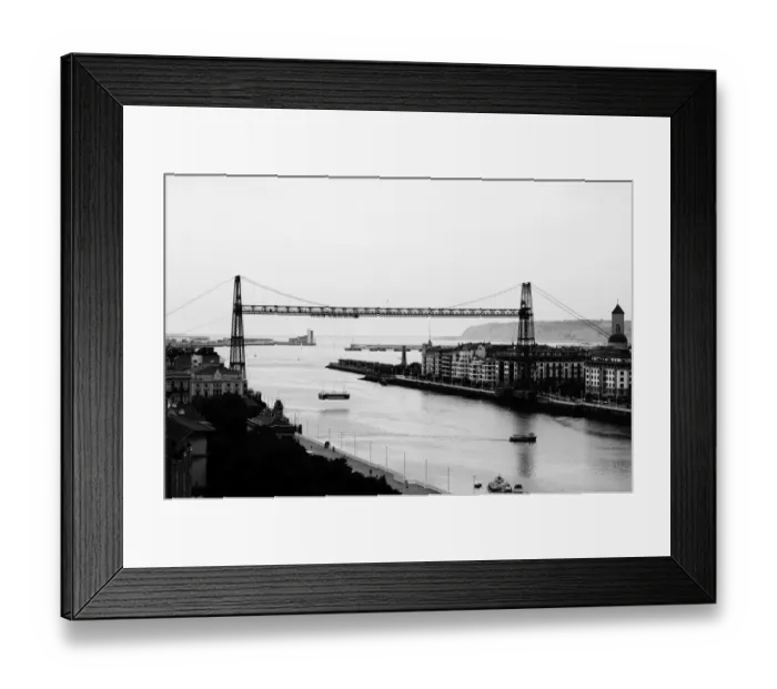 Framed Print : Vizcaya Bridge in Black and White, Portugalete, Spain Framed Print : Vizcaya Bridge in Black and White, Portugalete, Spain