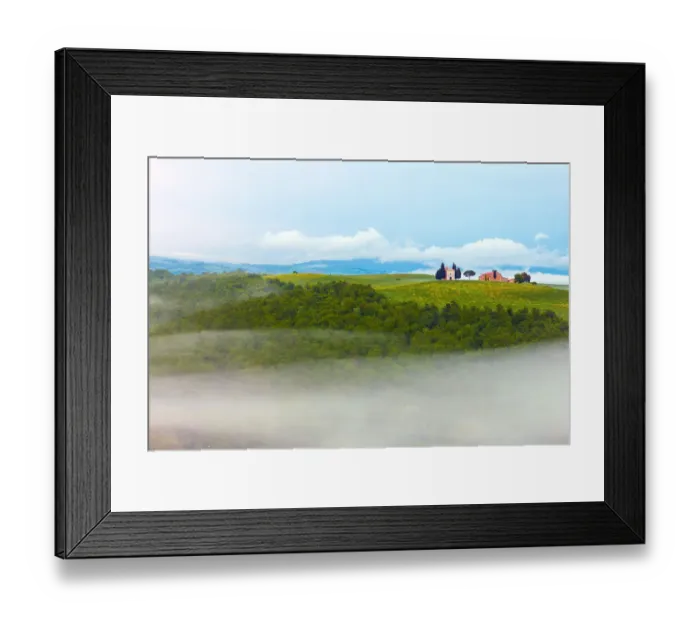 Framed Print : Tuscan landscape with Capella di Vitaleta