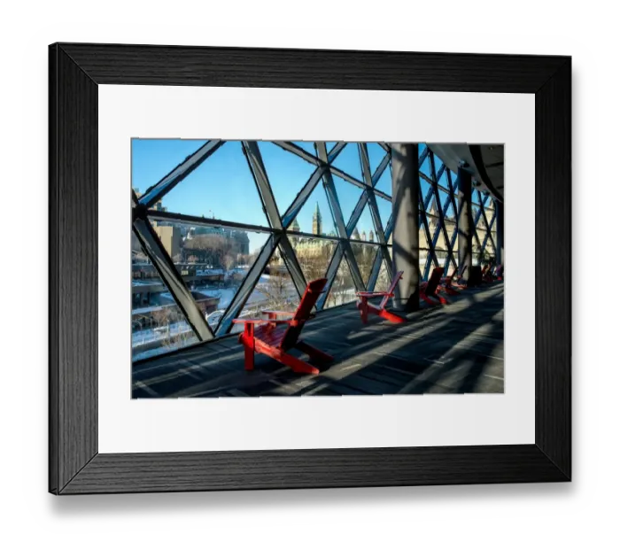 Framed Print : Red chairs overlooking downtown Ottawa Framed Print : Red chairs overlooking downtown Ottawa