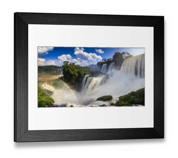 Framed Print : Panorama of the Iguazu waterfalls with rainbow Framed Print : Panorama of the Iguazu waterfalls with rainbow