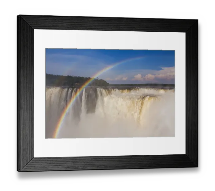 Framed Print : Rainbow over the Iguazu Falls at sunset Framed Print : Rainbow over the Iguazu Falls at sunset