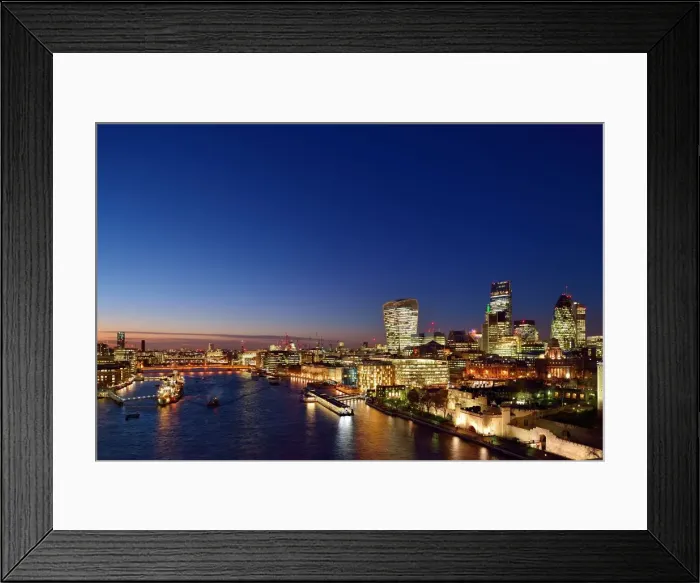 Framed Print : Elevated view of The City at dusk Framed Print : Elevated view of The City at dusk