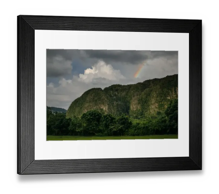 Framed Print : Rainbow over mogotes in ViAnales valley, in Cuba Framed Print : Rainbow over mogotes in ViAnales valley, in Cuba
