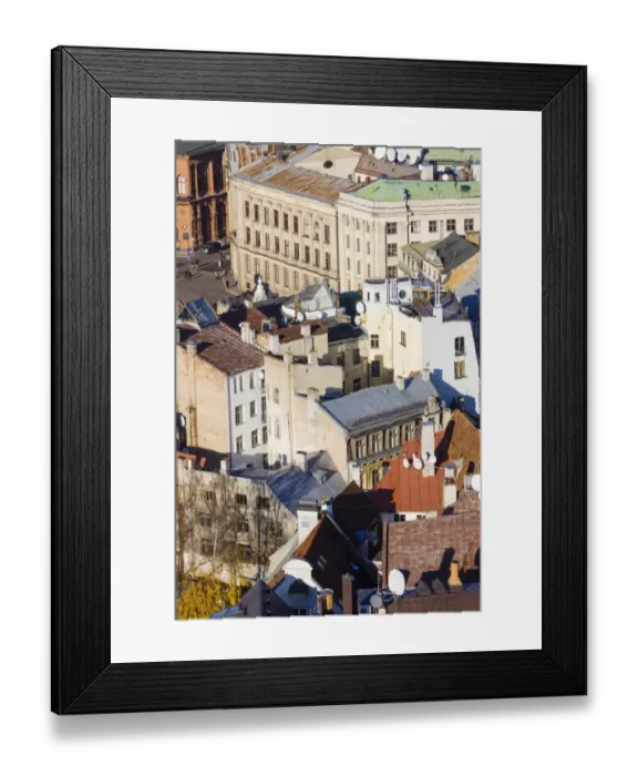 Framed Print : Riga Old Town overview as seen from St. Peters belfry. Riga, Latvia Framed Print : Riga Old Town overview as seen from St. Peters belfry. Riga, Latvia