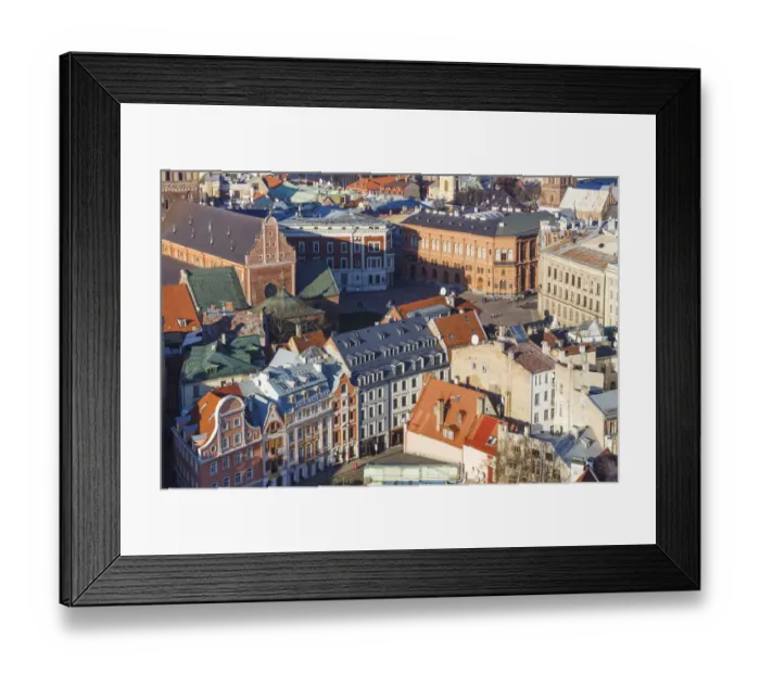 Framed Print : Riga Old Town overview as seen from St. Peters belfry. Riga, Latvia Framed Print : Riga Old Town overview as seen from St. Peters belfry. Riga, Latvia
