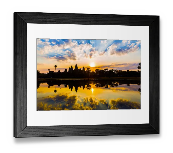 Framed Print : Status silhouette of Angkor Wat in sunrise, Cambodia Framed Print : Status silhouette of Angkor Wat in sunrise, Cambodia