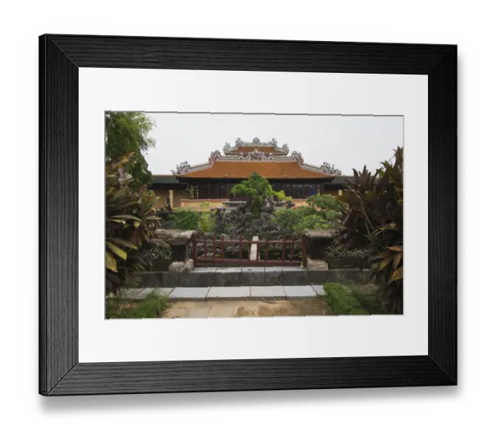 Framed Print : Ornamental rockery and pond