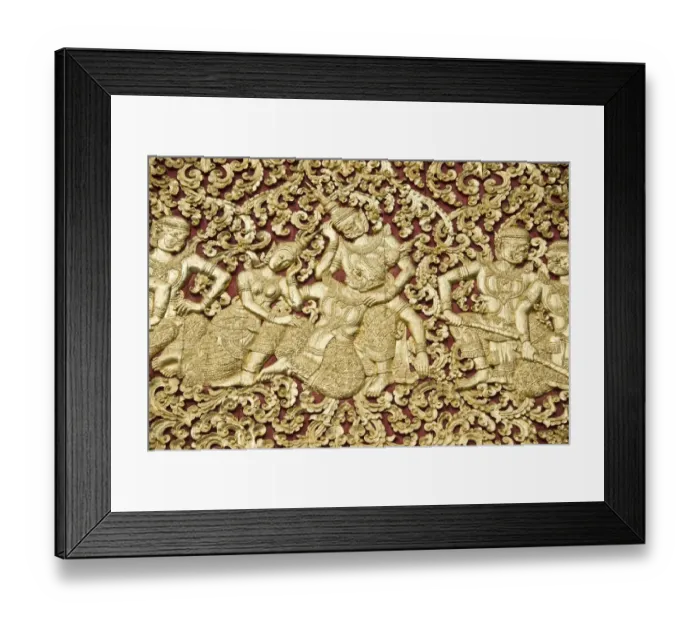 Framed Print : Ornate gold decorations at funeral chapel of Wat Xieng Thong, Luang Prabang, Laos Framed Print : Ornate gold decorations at funeral chapel of Wat Xieng Thong, Luang Prabang, Laos