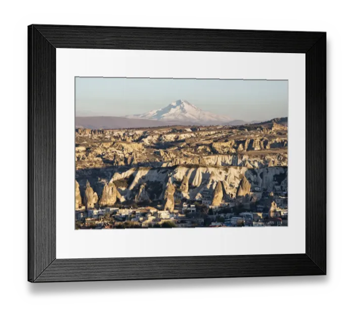 Framed Print : Cappadocian landscape with Mount Erciyes, Turkey