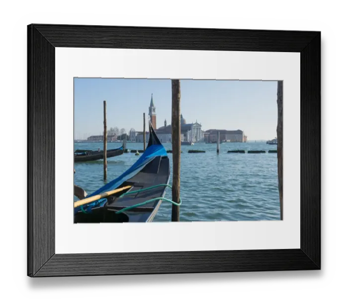 Framed Print : Gondola and island San Giorgio Maggiore in a sunny day in Venice, Italy Framed Print : Gondola and island San Giorgio Maggiore in a sunny day in Venice, Italy