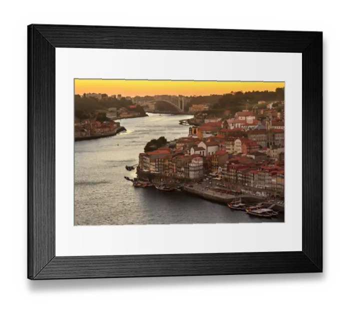 Framed Print : General view of Douro river and city of Oporto al sunset. Porto (Oporto), Portugal Framed Print : General view of Douro river and city of Oporto al sunset. Porto (Oporto), Portugal