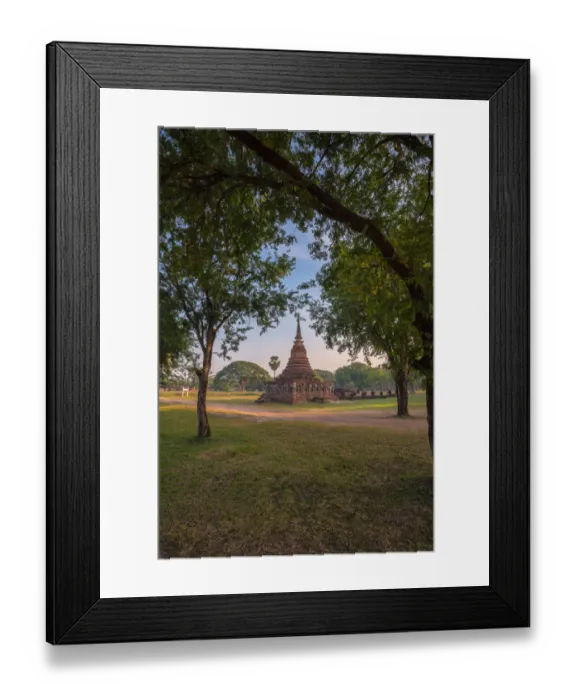 Framed Print : Sukhothai ancient temple in the morning sunrise