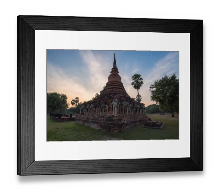 Framed Print : Sukhothai ancient temple in the morning sunrise
