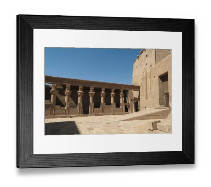 Framed Print : Courtyard flanked by colonnades at the Temple of Isis in Philae