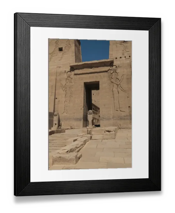 Framed Print : Entrance to the Temple of Isis with two stone lions Framed Print : Entrance to the Temple of Isis with two stone lions
