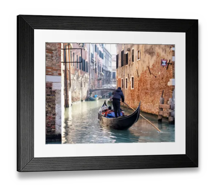 Framed Print : Gondola with tourists on a canal in Venice Framed Print : Gondola with tourists on a canal in Venice