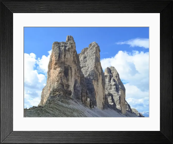 Framed Print : Unusual angle of the Drei Zinnen in South Tyrol, Italy Framed Print : Unusual angle of the Drei Zinnen in South Tyrol, Italy