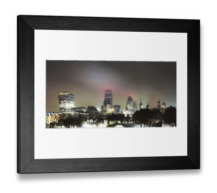 Framed Print : Misty night in London - panoramic view Framed Print : Misty night in London - panoramic view
