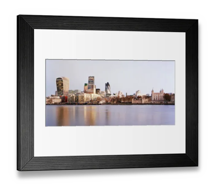 Framed Print : Panoramic view of city skyline across River Thames at sunrise Framed Print : Panoramic view of city skyline across River Thames at sunrise