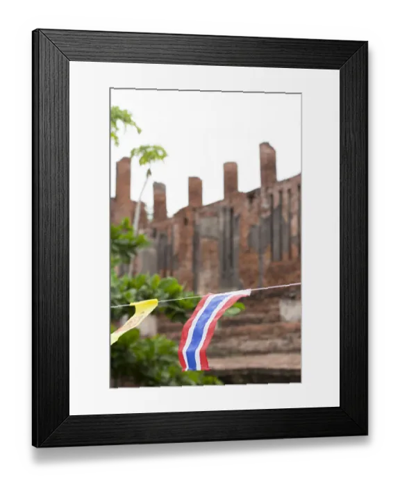 Framed Print : Thai flag. Wat Thammikarat. Ayutthaya. Thailand Framed Print : Thai flag. Wat Thammikarat. Ayutthaya. Thailand
