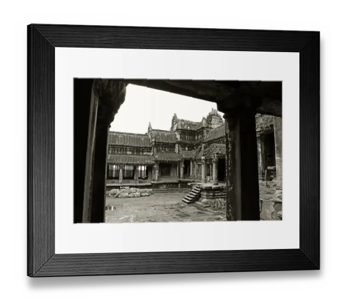 Framed Print : Angkor Wat courtyard on a rainy day Framed Print : Angkor Wat courtyard on a rainy day