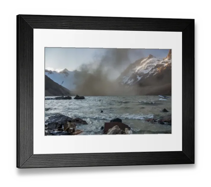 Framed Print : Dust storm on the lake Torre at mount Cerro Torre Framed Print : Dust storm on the lake Torre at mount Cerro Torre