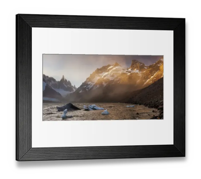 Framed Print : Panorama sunset at the mountain Cerro Torre Framed Print : Panorama sunset at the mountain Cerro Torre