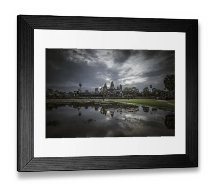 Framed Print : Angkor Wat temple at dawn reflected in water
