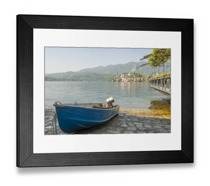 Framed Print : Boat on lake Orta Framed Print : Boat on lake Orta